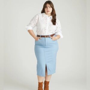 Light Blue Denim Pencil Skirt